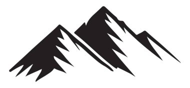 Bir dağ siluetinin çarpıcı silueti. Doğa temalı projeler, açık hava macera tasarımları ve manzaralı arka planlar için harika..