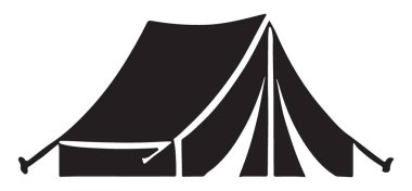 Bu kamp çadırı illüstrasyonuyla açık havayı keşfedin. Macera arayanlar ve siluet tasarımı arayan doğa severler için mükemmel..