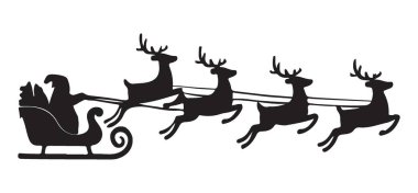 Noel ruhunu bu Noel Baba 'yla kızak resimlerinde yay. Noel kartları ve festival projeleri için mükemmel. Noel Baba ve geyiklerini gösteriyor..