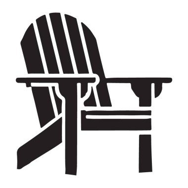 Açık hava tasarımlarında rahatlatıcı bir ortam yaratmak için bir Adirondack sandalyesinin yan görüş silueti. Avlu, bahçe ya da tatil temaları için mükemmel. Vektör illüstrasyonu, şeffaf arkaplan.