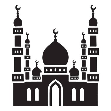 İslam temalı tasarım ve projelerinizi geliştirmek için mükemmel olan bu çarpıcı cami siluetini keşfedin. Basit ama güçlü bir vektör görüntüsü.