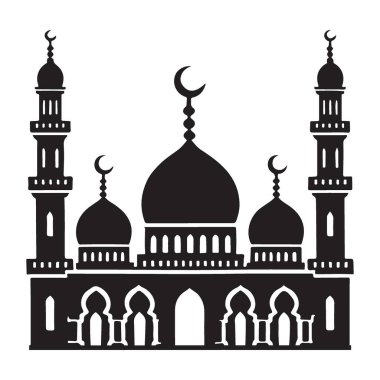 Birden fazla kubbe ve minare içeren zarif siluet vektör sanatını keşfedin, yaratıcı projelerinize biraz İslami mimari tasarım katmak için idealdir. Güzel siluet vektörü.
