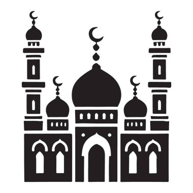 Bir caminin karmaşık siluet çizim vektör sanatı, yaratıcı tasarımlara İslami bir dokunuş eklemek için mükemmel. Vektör basit ve zarif.