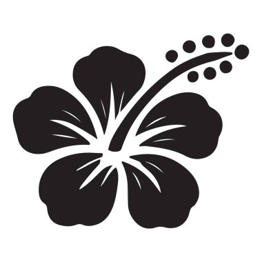 Bir amber çiçeğinin siluet vektör çizimi, tropikal çiçek tasarımlarını temsil etmek için mükemmel. Şeffaf arkaplan.