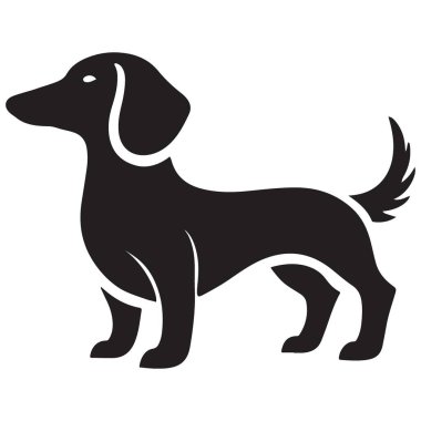 Dachshund köpeğinin siluet çizimi. Tanınan bir sosis köpek cins çizimi. Köpek temalı projeler ve tasarımlar için mükemmel..