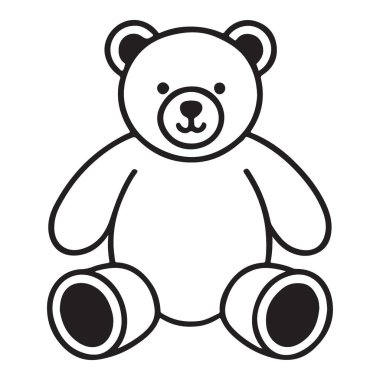 Oyuncak ayının grafiksel çizimi. Rahatlatıcı doldurulmuş bir oyuncağı basit bir çizim tarzıyla gösteriyor. Çocuk tasarımları ve daha fazlası için mükemmel..