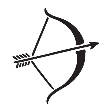Bir okçuluk yayı ile bir siluet çizimi. Bir ok ile nişan alınarak, hassasiyeti, doğruluğu ve avlanma sporunu simgeliyor..
