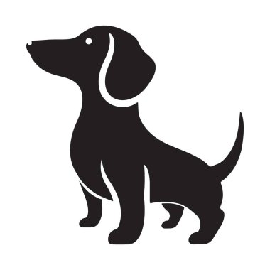 Oturma pozisyonundaki bir dachshund köpeğinin sevimli vektör çizimi. Evcil hayvan tasarımları, logolar ve markalaşma malzemeleri için ideal. Düzenlemesi ve boyutlandırması kolay.