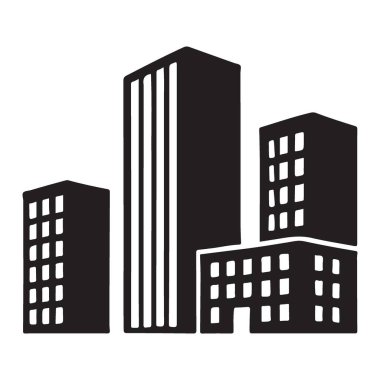 Mimari projeler, kentsel peyzaj tasarımları veya şehir temalı grafikler için ideal olan siluet binaları içeren şehir vektör illüstrasyonu. Tasarımlarınıza derinlik ekle.