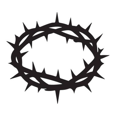 Dikenli bir taç. Fedakarlığı, inancı ve maneviyatı temsil eden güçlü bir siluet. Güçlü ve anlamlı bir tasvir. Dini tasarım ve eğitim materyalleri için uygundur.