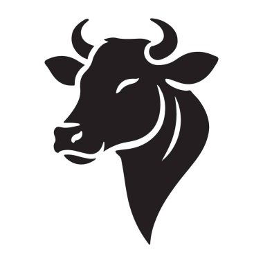 Görkemli bir inek kafasının siluet vektör çizimi. Tarım, tarım ya da doğayla ilgili tasarımlar için idealdir. Gücü, güzelliği ve sığır hayatının özünü sembolize eder..