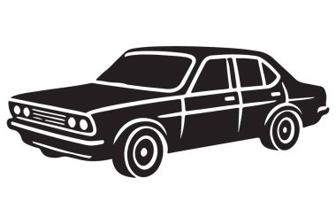 Klasik bir sedan 'ın yan görüş vektör grafiği. Tasarım projelerine geçmişe dönük bir dokunuş eklemek ve klasik otomotiv tarihi hissini aktarmak için mükemmel..