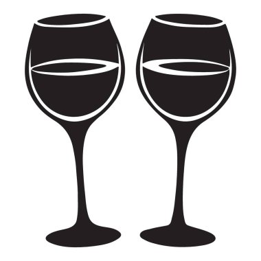Bir çift şarap kadehinin siluet vektör grafiği, kadeh kaldırma, kutlama ve özel anları temsil etmek için mükemmel. Olay dizaynında veya çubukta kullan.