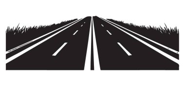 Bu siluet, her iki taraftaki çimlerle çevrili bir köy yolunu gösteriyor. Kırsal yolculukları, manzaralı yolculukları ya da kaçışı ve barışı temsil etmek için mükemmel bir yöntem..