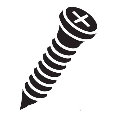 Bir vidanın ayrıntılı siluet vektörü. İnşaat, onarım ve DIY temalı projeler için ideal. Web siteleri, kılavuzlar ve öğretici materyaller için mükemmel.