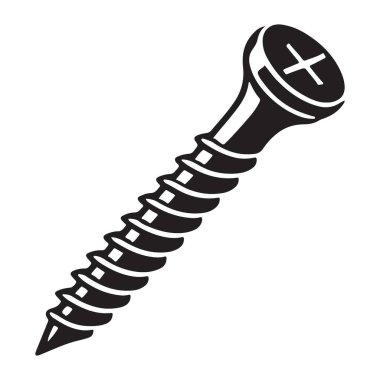 Filipinli bir vidanın açılı silueti. Marangozluk, diy ve donanımla ilgili tasarımlar için vektör illüstrasyonu ideal. Yaratıcı fikirlerini geliştir..