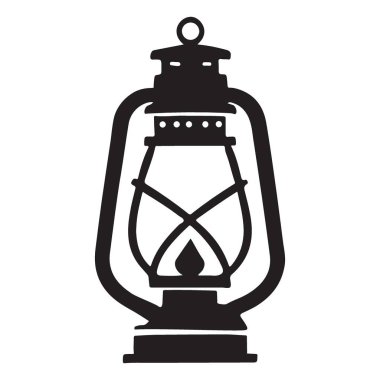 Vintage bir fenerin vektör silüeti. Kırsal, klasik ya da eski moda bir ışık kaynağına ihtiyaç duyan projeler için mükemmel. Yüksek kalite ve ölçeklenebilir vektör grafiği.