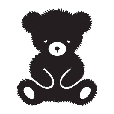 Melankoli ayıcık vektör illüstrasyonu, hüzün ve kasvet duygularını aktarıyor. Bu siluet, duygusal temaları ve derinliği araştıran projeler için uygun..