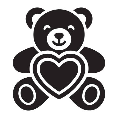 Gülümseyen bir oyuncak ayı silueti tasviri sevgi dolu bir kalp taşıyor, projelerinizde özen göstermek için mükemmel. Birçok kullanım için ideal tasarım sanatı.