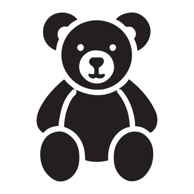 Klasik bir oyuncak ayı silueti. Dijital tasarımlar için ideal. Bu resim, bir oyuncak ayının basit, siyah ve beyaz formatdaki zamansız çekiciliğini gösteriyor..