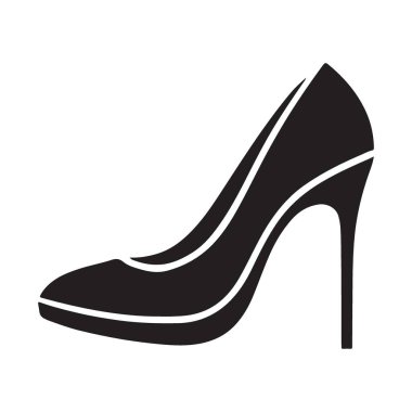 Moda tasarımı projeleri, perakende promosyonları veya zarif tasarım kavramları için mükemmel, yüksek topuklu ayakkabının şık bir siluet vektör çizimi. Göstergeler sofistike ve stil.