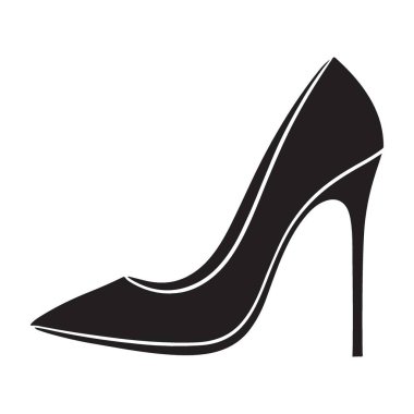 Moda projeleri için tasarlanmış ince topuklu bir topuğun zarif bir siluet vektör çizimi. Kadın modasına hitap eden ya da tarz rehberi olan işletmeler için ideal bir ikon ya da tasarım unsuru.