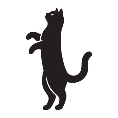 Bu arka ayaklarının üzerinde duran bir kedinin sevimli siyah bir silüeti. Çeşitli tasarım, el işi ve projeler için mükemmel..
