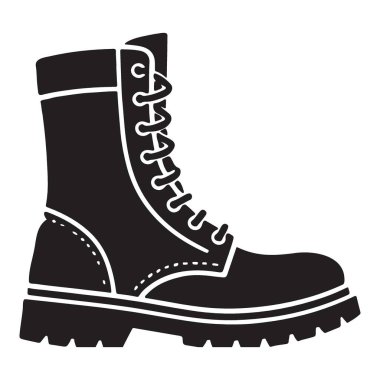 Sağlam bir askeri botun başka bir vektör silueti, dayanıklılığı, dayanıklılığı ve hazırlığı temsil etmek için mükemmel. Giysi ve baskı tasarımları için ideal.