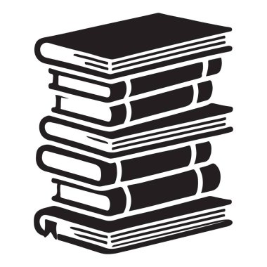 Bir yığın kitabın temiz bir vektör silüeti çizimi. Eğitim materyalleri, kütüphane promosyonları veya okuma ve bilgi ile ilgili tasarımlar için mükemmel.