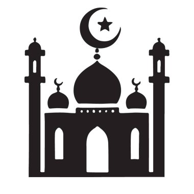 Bir caminin temiz ve basit bir siluet vektör çizimi. İslam, din ve Ortadoğu kültürü ile ilgili projelerde bir simge veya tasarım unsuru olarak kullanmak için mükemmel.