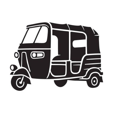 Aynı zamanda tuk-tuk olarak da bilinen bir çekçek siluetinin silueti. Birçok ülkede, grafik tasarım projeleri için ideal, popüler bir şehir ulaşımı.