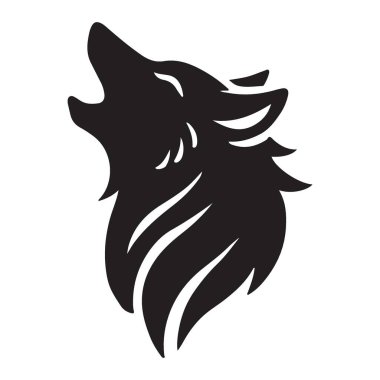 Uluyan kurt kafası siluetinin stilize edilmiş vektör çizimi. Modern tasarımlar, baskılar ve dijital sanat için ideal. Cesur tasarımı onu öne çıkarıyor..