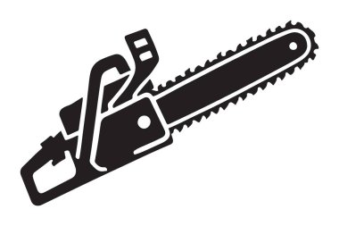 Elektrikli testerenin vektör siluet tarzı çizimi. Ağaç kesimi, bahçe işleri, ağaç budamak ya da ilgili işletmeler için harika bir örnektir..