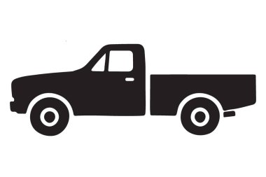 Standart bir kamyonetin basit siyah siluet çizimi. Temel otomotiv tasarımı ve simgeleri gerektiren çeşitli tasarım projeleri için kullanışlı.