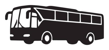 Modern bir tur otobüsünün yüksek kaliteli bir tasviri. Marka seyahat acenteleri, otobüs turu şirketleri ve ulaşımı destekleyen ilgili işletmeler için mükemmel bir silüet..