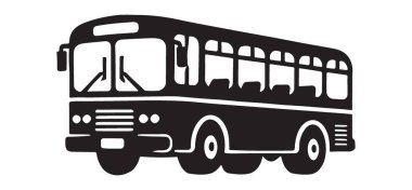 Klasik bir otobüs siluetinin ayrıntılı vektör grafik çizimi. Şehir planlama, toplu taşıma projeleri ve şehir temalı sanat eserleri için harika..