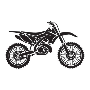 Motokros ve off-road maceralarının özünü yakalayan bir motosiklet silueti. Motor sporu meraklıları ve aksiyon temalı tasarımlar için mükemmel.