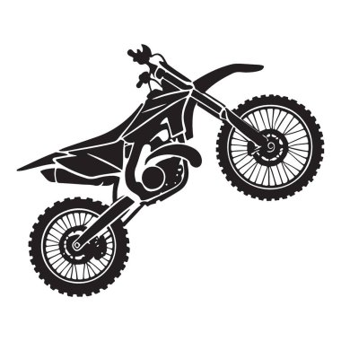 Motokrosun ve ekstrem sporların heyecanını ve enerjisini gösteren toprak motosikletin dinamik silüeti..