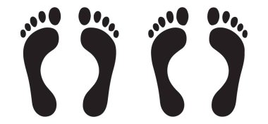 İnsan ayak izlerinin vektör silüeti. Yön, yürüyüş ve insan varlığını tasvir eden sembolik illüstrasyon.