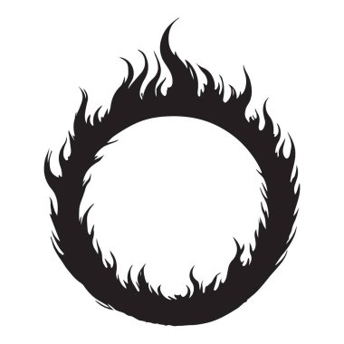 Dramatik bir ateş çemberi çizimi. Herhangi bir tasarım projesine sıcak ve yoğun bir dokunuş eklemek için mükemmel. İçeriği vurgulamak veya benzersiz düzenler oluşturmak için ideal.