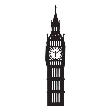 Londra 'nın ikonik saat kulesi Big Ben' in çarpıcı silueti. Seyahat, mimari ve tasarım projeleri için mükemmel. Yüksek kalite grafik.