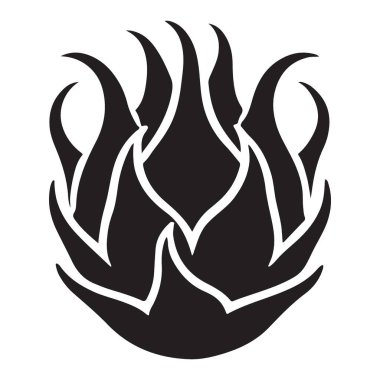 Bir ejderha meyvesinin ayrıntılı bir silüeti. Egzotik yiyecekleri resmetmek için mükemmel. Menüler, sağlık ve beslenme veya tropikal temalı tasarımlar için ideal.