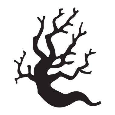 Çıplak bir ağacın tüyler ürpertici silueti. Cadılar Bayramı sahneleri için mükemmel vektör grafik sanatı perili evler, ürkütücü ormanlar, arka planlar ve daha bir sürü korkunç tasarım..