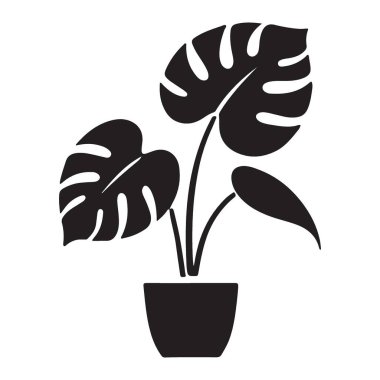 Bir canavar, bir çömleğin içinde bitki silueti. Bu vektör çizimi, tasarımınıza yeşillik katmak için mükemmel. Logolar, markalar ve botanik temalı projeler için ideal.