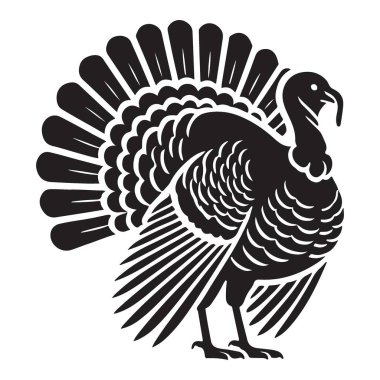 Uzun boylu bir hindinin iyi tanımlanmış silüeti. Şükran Günü projeleri, çiftlik tasarımları ya da sonbahar temalı dekorasyonlar için harika. Ölçeklenebilir vektör sanatı.