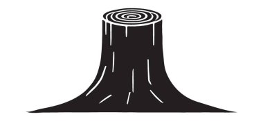 Ağaç kütüğü siluetinin vektör çizimi. Ormancılık, koruma, ahşap işçiliği ve doğayla ilgili projeler için harika. Doğal bir dokunuş gerektiren tasarımlar için yüksek kaliteli vektör grafiği.