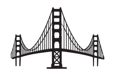 Mimari ve seyahat tasarım projeleri için Golden Gate Köprüsü 'nün ilham verici bir silüeti. Özgeçmiş, logo ve baskı malzemeleri için mükemmel..
