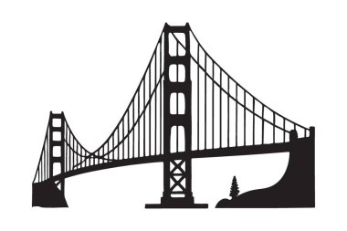 San Francisco 'nun özünü, ada aksanıyla tamamlanmış Golden Gate Köprüsü' nün bu manzaralı silüeti ile yakalayın. Seyahat temalı tasarımlar için ideal.