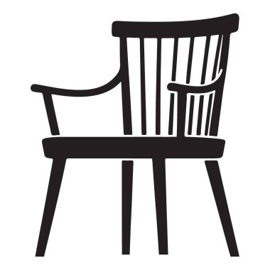 Klasik bir sandalyenin vektör çizimi, antika mobilya tasarımları ve tarihi projeler için mükemmel. Bu siluet sonsuz zarafeti temsil ediyor..