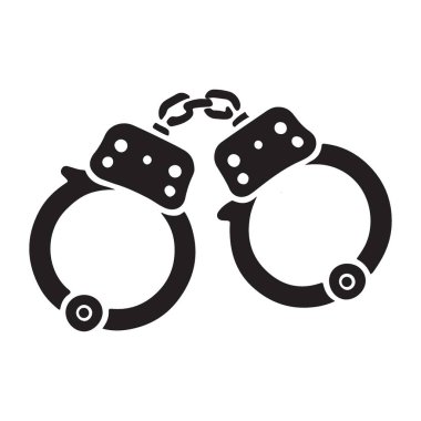 Bu bir kelepçe tasviri, suçun, cezanın ve hukuk sisteminin sembolik bir temsili. Profesyonel projeler veya tasarımlar için bu siluet tasarımını kullanın.